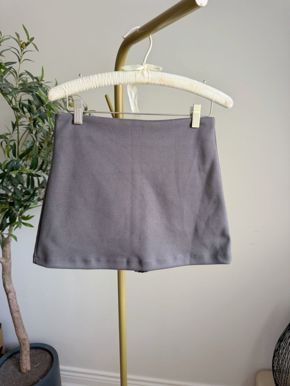 Dark Gray A-Line Mini Skort with Built-In Shorts S